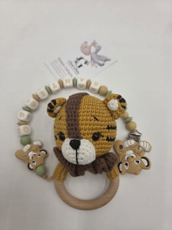 Sonaglino amigurumi ad anello di legno Sonaglino amigurumi con anello in legno personalizzato con nome