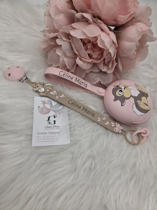 Catenella Portaciuccio Bambina Rosa con Portaciuccio