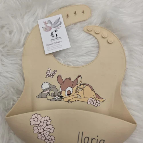 Bavetta in Silicone Beige con Bambi