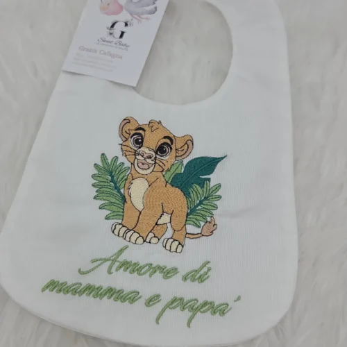 Bavetta Simba con Foglie "Amore di Mamma e Papà" Verde