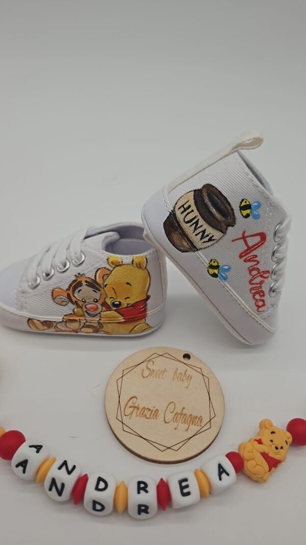 Scarpine Neonato Dipinte a Mano Winnie the Pooh e Tigro