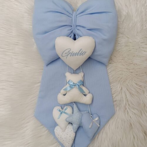sbc-fiocco-new-azzurro-orsetto-55 Fiocco Nascita Azzurro con Cuore, Orsetto e Stelline