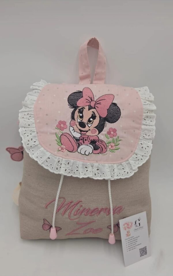 sbc-r10-231 Zaino Minnie con Fiori e Balza in Sangallo