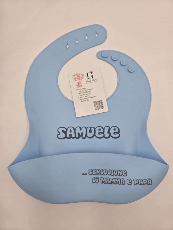 Bavetta in Silicone Azzurra "Sbrodolone di Mamma e Papà"