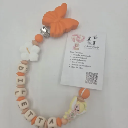 sbc-r11-6 Catenella Portaciuccio Trilli Arancio con Farfalla