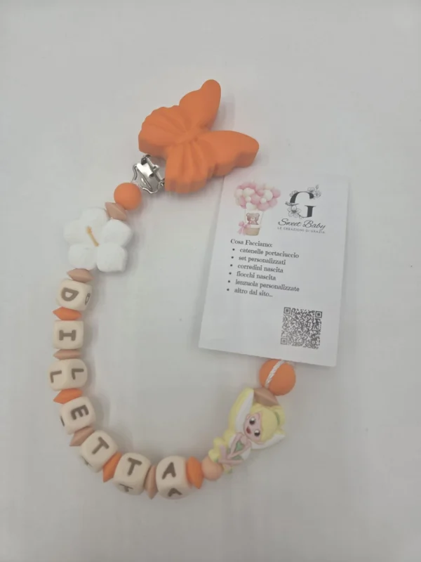 sbc-r11-6 Catenella Portaciuccio Trilli Arancio con Farfalla