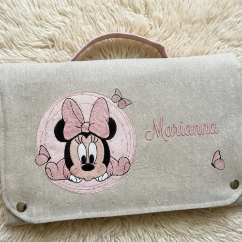 Fasciatoio Portatile Minnie nel Cerchio Rosa con Farfalle
