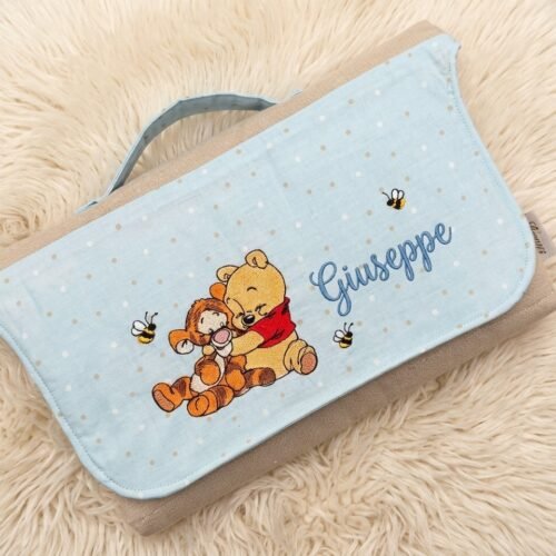 Fasciatoio Portatile Winnie the Pooh e Tigro Azzurro a Pois