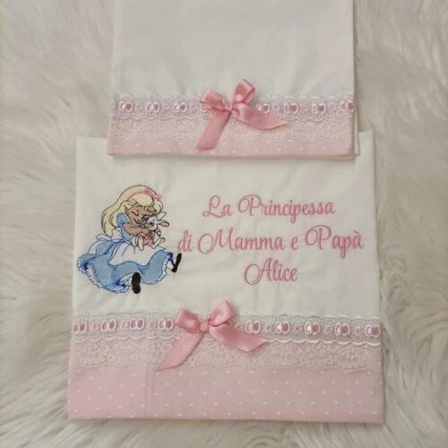 sbc-r15-01 Lenzuolo Alice e il Coniglietto "La Principessa di Mamma e Papà"