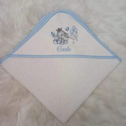 sbc-r15-16 Accappatoio Neonato Elefantino con Palloncini Azzurro