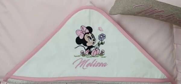 Accappatoio Neonato Minnie con Fiore e Farfalla Rosa