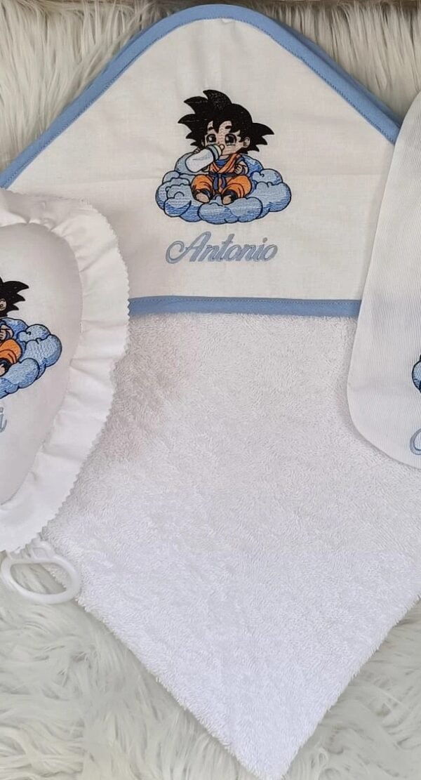 Accappatoio Neonato Goku Cucciolo sulla Nuvola Azzurro