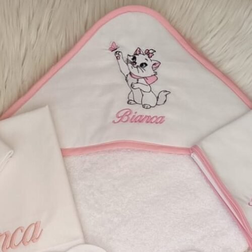 sbc-r15-c20a Accappatoio Neonato Marie con Farfalla Rosa