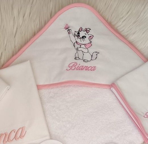 Accappatoio Neonato Marie con Farfalla Rosa