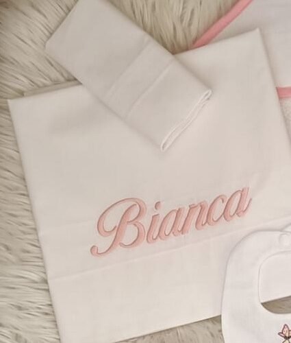 sbc-r15-c20l Lenzuolo Bianco con Nome Rosa