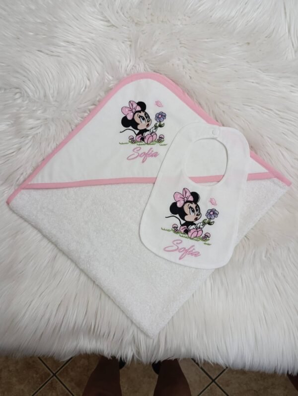 Accappatoio Neonato Minnie con Fiorellino