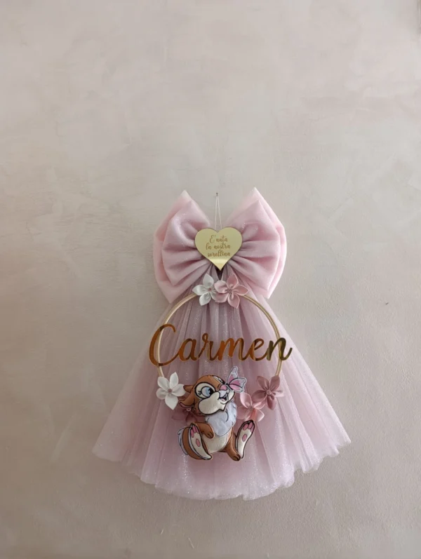 Fiocco Nascita Coniglietta con Cuore Oro