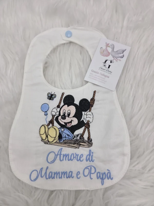sbc-r7-a01 Bavetta Topolino sull'Altalena "Amore di Mamma e Papà" Azzurro