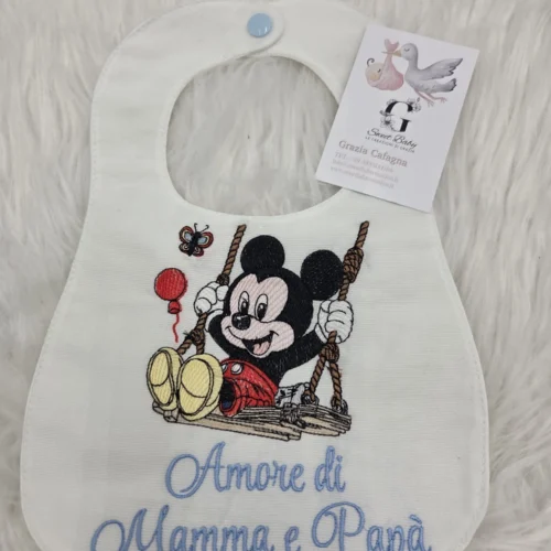 Bavetta Topolino sull'Altalena "Amore di Mamma e Papà" Rosso