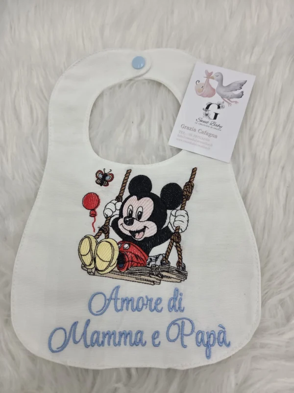 Bavetta Topolino sull'Altalena "Amore di Mamma e Papà" Rosso