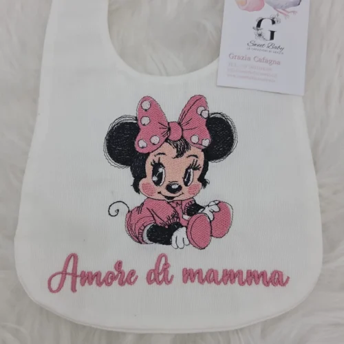 Bavetta Minnie Cucciola "Amore di Mamma" Rosa Antico