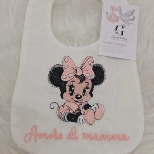 Bavetta Minnie Cucciola "Amore di Mamma" Rosa Cipria