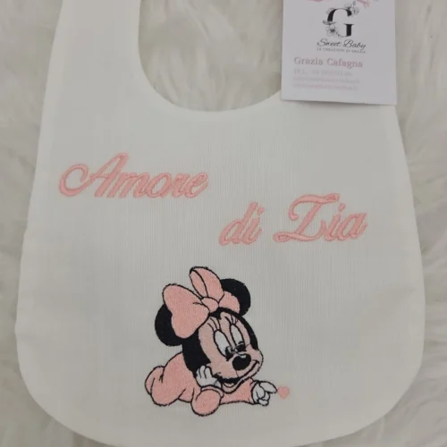 Bavetta Minnie Sdraiata "Amore di Zia" Rosa Cipria