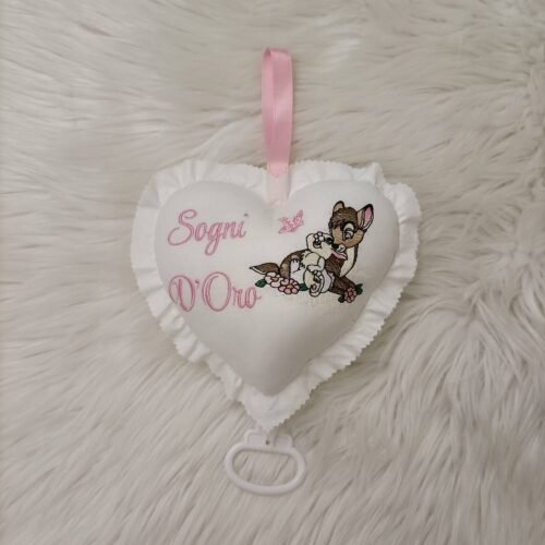 sbc-r8-209 Carillon Cuore Sogni d'Oro Bambi e Tamburino Rosa