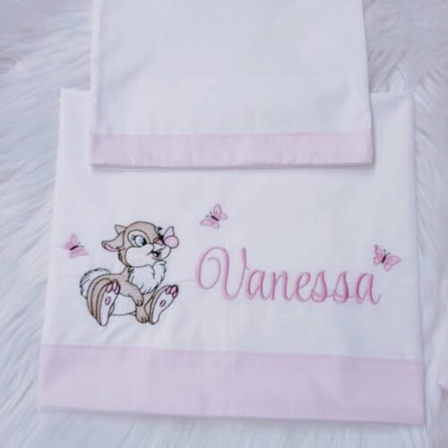 sbc-r8-215 Lenzuolo Miss Tamburina con Farfalle e Fascia Rosa