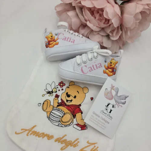 sbc-scarpine-stampate-127 Scarpine Neonato Stampate Winnie the Pooh con Ape