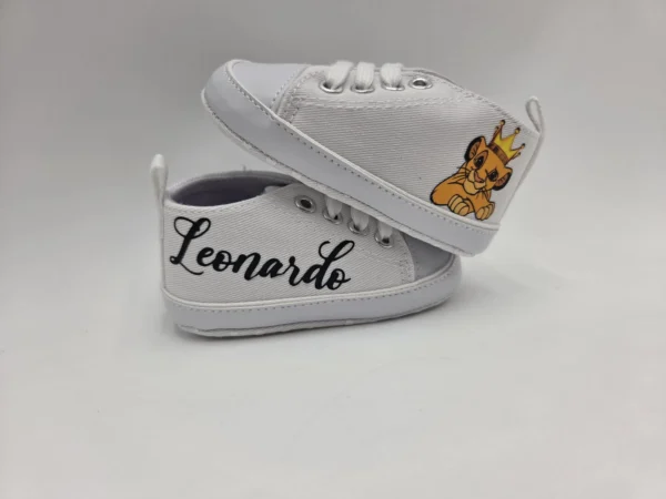 Scarpine Neonato Stampate Simba con Corona Nome Nero