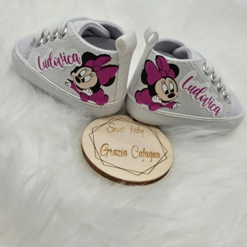 Scarpine Neonato Stampate Minnie Fucsia