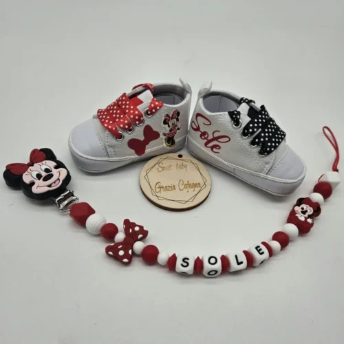 Scarpine Neonato Stampate Minnie Rossa a Pois